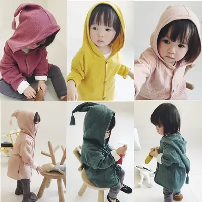 Green Tassel Hooded Cardigan for Kids Spring Autumn Wear