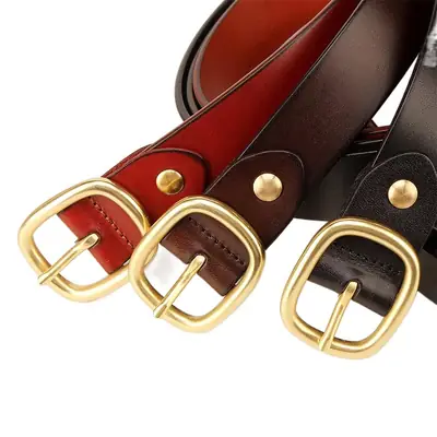 Pure Copper Japanese Pin Buckle Wide Belt Women's First Layer Cowhide Casual All-match Belt Men's Jeans Belt 28mm