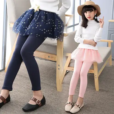 Girls' Blue Starry Mesh Leggings Set for Spring Autumn 2021