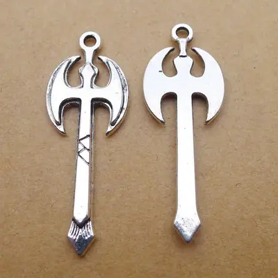 Ancient Silver Axe Jewelry Pendants 14x37mm Alloy