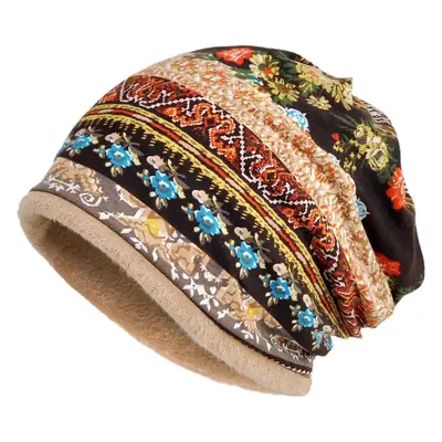 Winter Patterned Velvet Neck Hat for Men Women