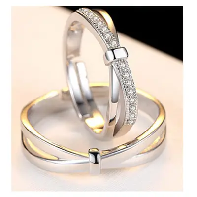 Adjustable Silver Ring for Couples & Fashion Pair