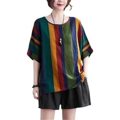 Women's Striped Loose T-Shirt Summer Top