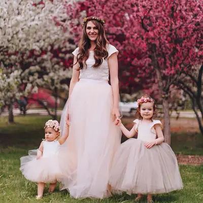 Blue Tulle Petticoat Skirt for Girls Mother Daughter Set