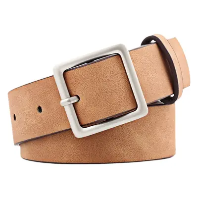 Korean Style Square Buckle Belt Women's Frosted PU Leather