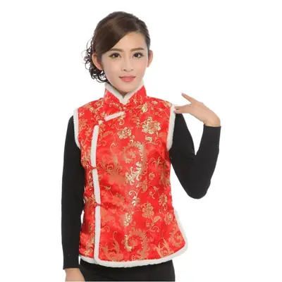 Chinese Embroidered Cotton Vest for Women Winter Wear