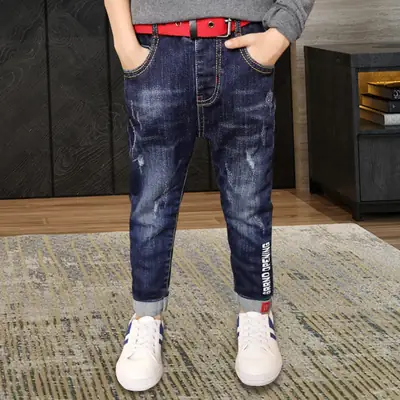 Boys Jeans 2025 Fleece Lined Slim Fit Long Pants