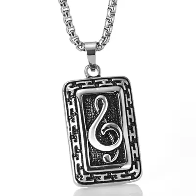 Titanium Steel Music Pendant 37mm Retro Design