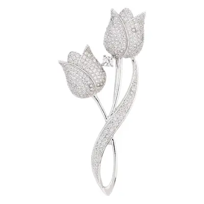 Korean Tulip Micro-Inlay Copper Brooch for Women