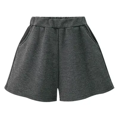 Women Winter A-Line Velvet Shorts Dark Grey