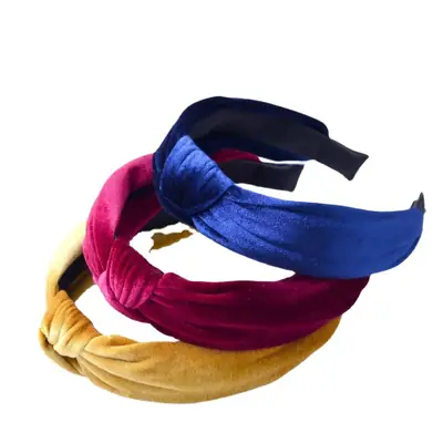 Black Knotted Velvet Hairband for Women
