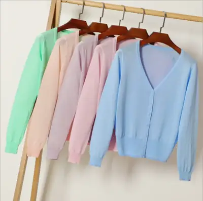 2020 Summer Women's Peach Glitter Silk Knitted Cardigan