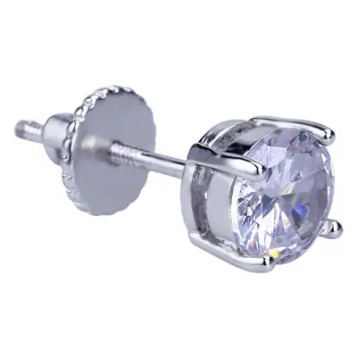 Micro Zircon Straight Round Earrings Gold Plated 6mm
