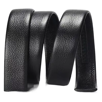 Men's Double-Sided Cowhide Belt Black Gold Plated