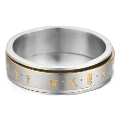 Titanium Steel Retro Rotatable Six-Character Mantra Ring