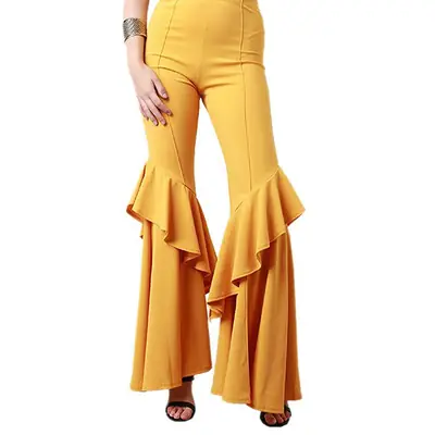 Women's Navy Blue Flared Pleated High Waist Pants