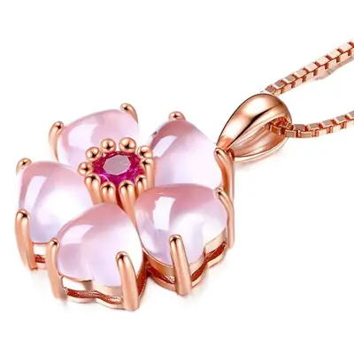 Sweet Peach Heart Pink Crystal Clavicle Necklace for Women