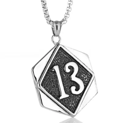 Stainless Steel Digital 13 Pendant Necklace for Men