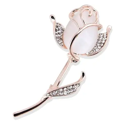 Korean Fashion Cat's Eye Rhinestone Rose Brooch Pin