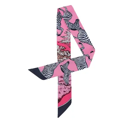 Pink Zebra Print Silk Scarf for Women