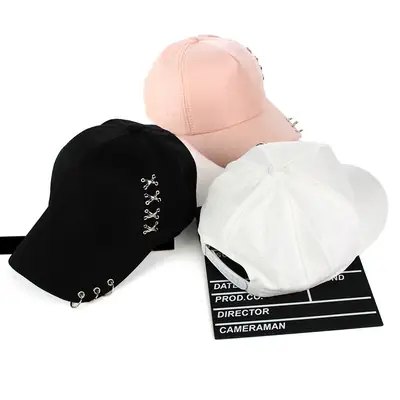 Pink Women's Korean Ring Cap Camerama with Safety Pins
