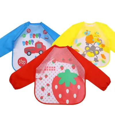 Baby Dinosaur Play Baseball Apron Green Waterproof Long Sleeve