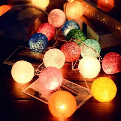 Cotton Ball LED String Decoration for Home Room Decor
