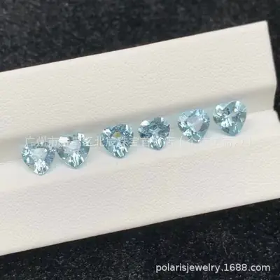 Heart Shaped Crystal Studs Natural Aquamarine 4mm-10mm