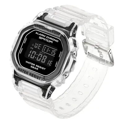 Transparent Square Analog Watch for Men Waterproof Sports Wear