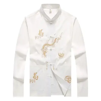 Men's Long Sleeve Dragon Embroidered Han Dress