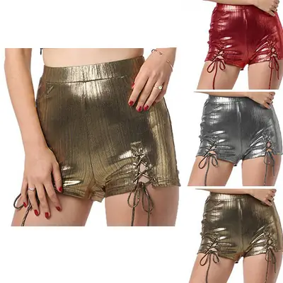 Gold High-Waisted Tie Shorts for Women