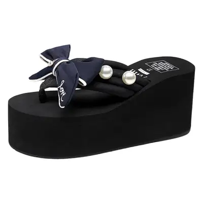 Women's Pink Bow High Heel Flip Flops