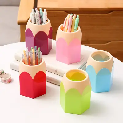 Cross-Border Plastic Pen Holder with Colorful Storage Box