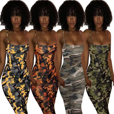 Cross-Border Camouflage Slim Fit Dress for Women