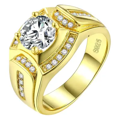18K Gold Plated Wide Diamond Ring for Men