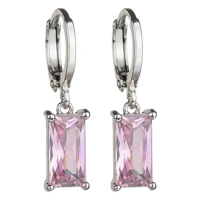 Pink Geometric Zircon Ear Buckles for Women