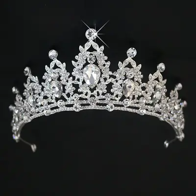 Hot New Baroque Alloy Crown Hair Accessory Gold Sparkle