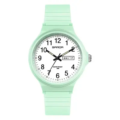 Sanda Mint Green Quartz Couple Watch with Dual Calendar