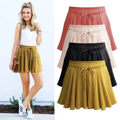Women's Wide Leg Shorts with High Waist Drawstring