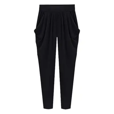Women's Black Cropped Pants Plus Size Summer Loose Fit