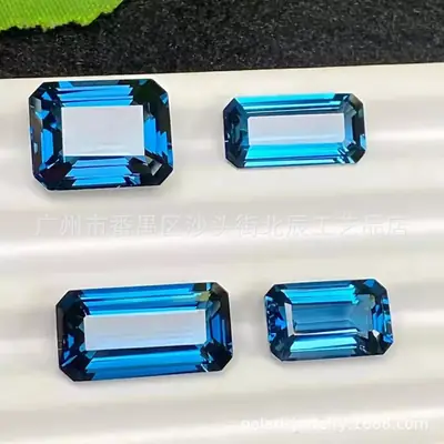 Natural London Blue Crystal Small Octagon 4x6-15x20mm