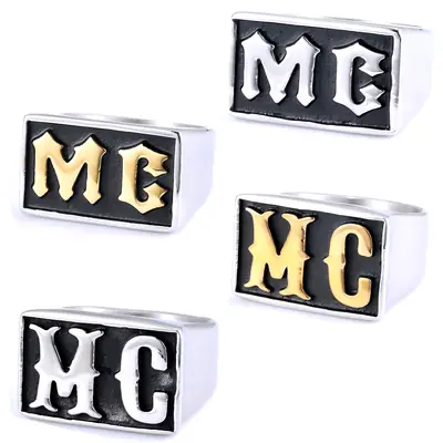 Mc Letter Ring for Men with Gold Plated Finish
