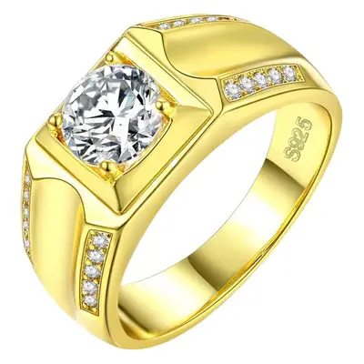Gold Plated Men's Diamond Ring White Copper Fadeless Double Row