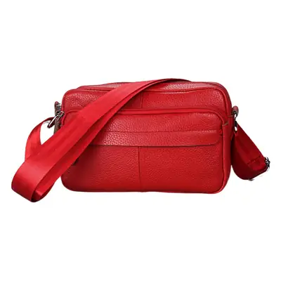 Red Korean Style Women's Messenger Bag with Zipper Compartment
