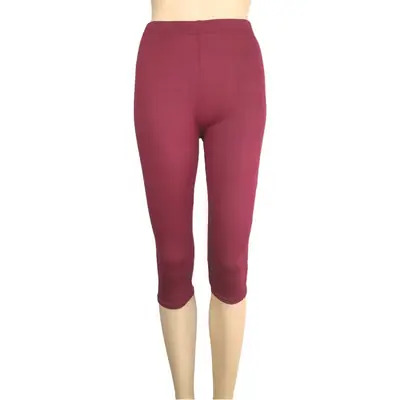 Red Capri Sports Leggings High Waist Slim Fit