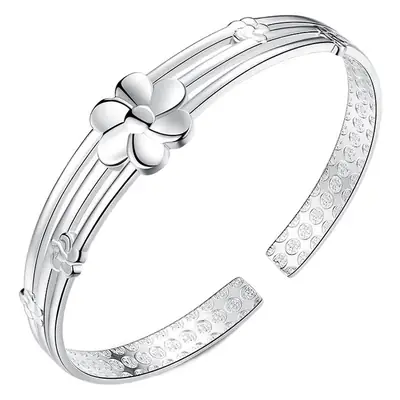 Silver Plated 6-Leaf Flower Bracelet for Women