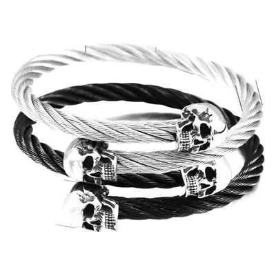 Stainless Steel Skull Wire Bracelet for Men