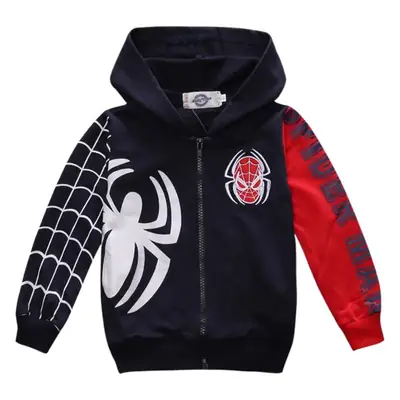 Children's Spider-Man Hoodie Black Red Zipper Hood