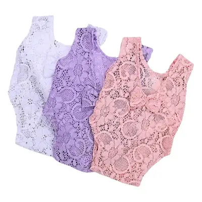Lace Hollow Climbing Suit for Newborns Purple Bow