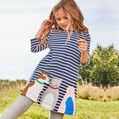 Girls Cotton Striped Long Skirt Pink Rabbit Design 2025